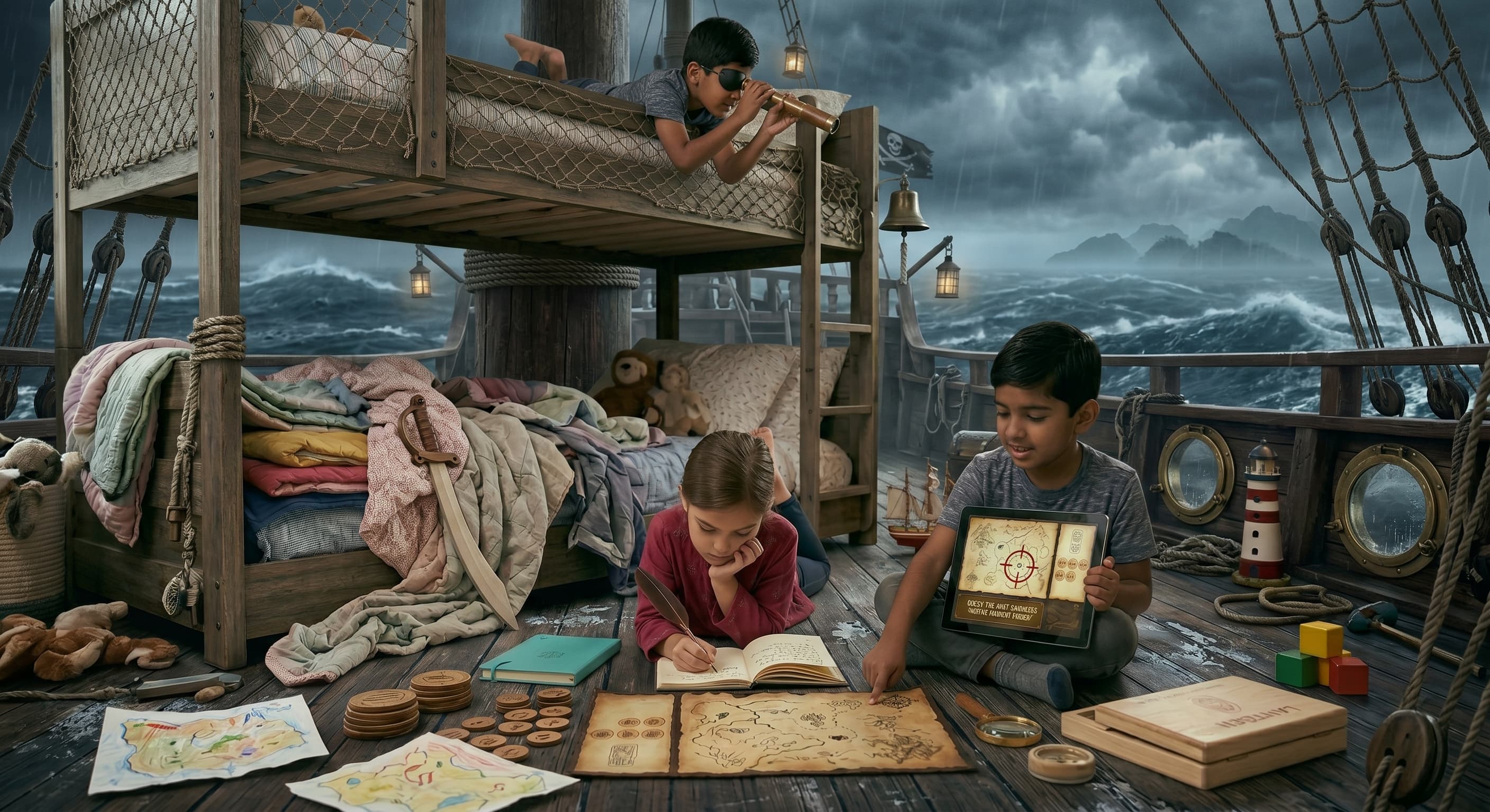 The same bedroom, transformed into an adventure.